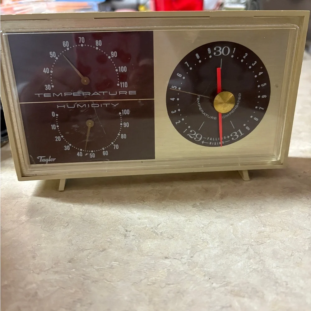 Vintage Taylor Desk Clock with Temperature and Humidity Display